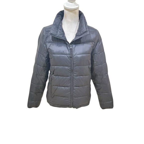 Abercrombie & Fitch black zip up  Puffer Jacket with retractable hood size xs - Picture 1 of 10